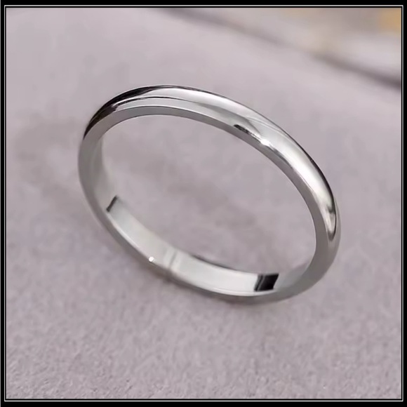 SILVER SIMPLE MINIMALIST PROMISE ENGAGEMENT WEDDING BAND RING - Picture 2 of 7